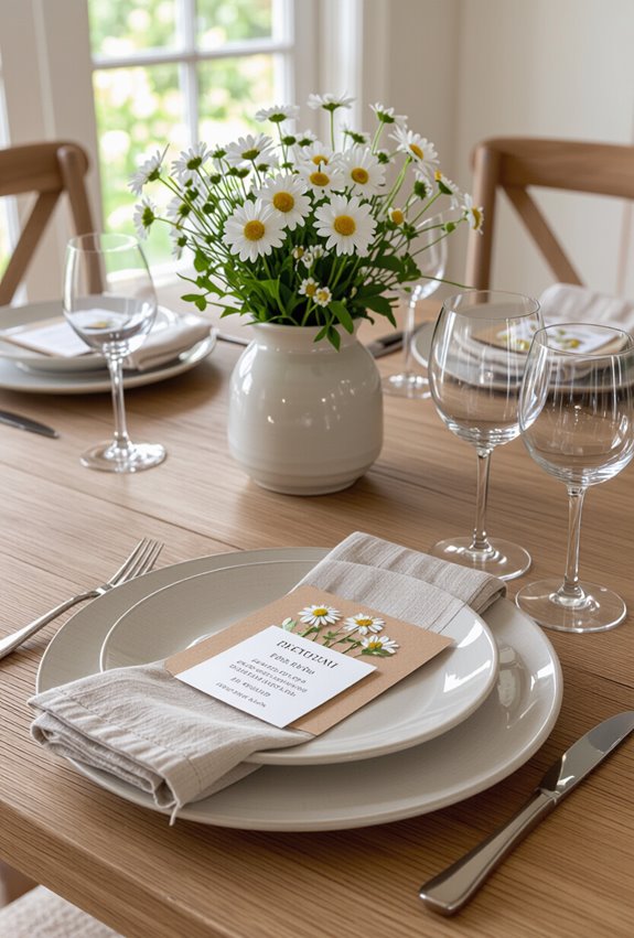 pressed flower recycled cardstock placecards