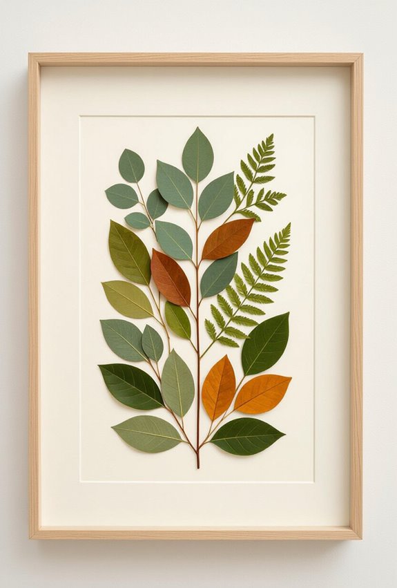 pressed leaf collage art