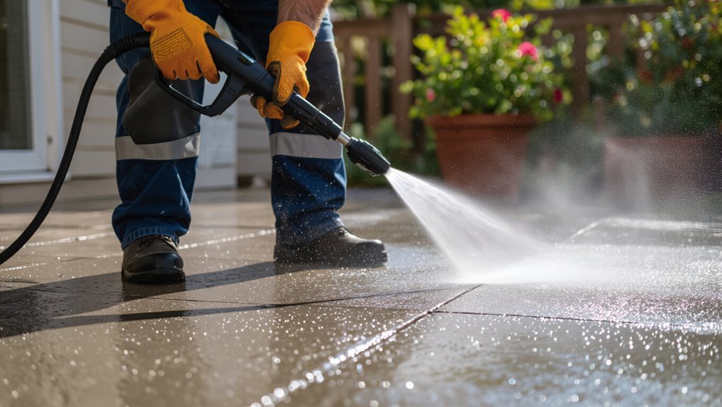 pressure washing outdoor concrete