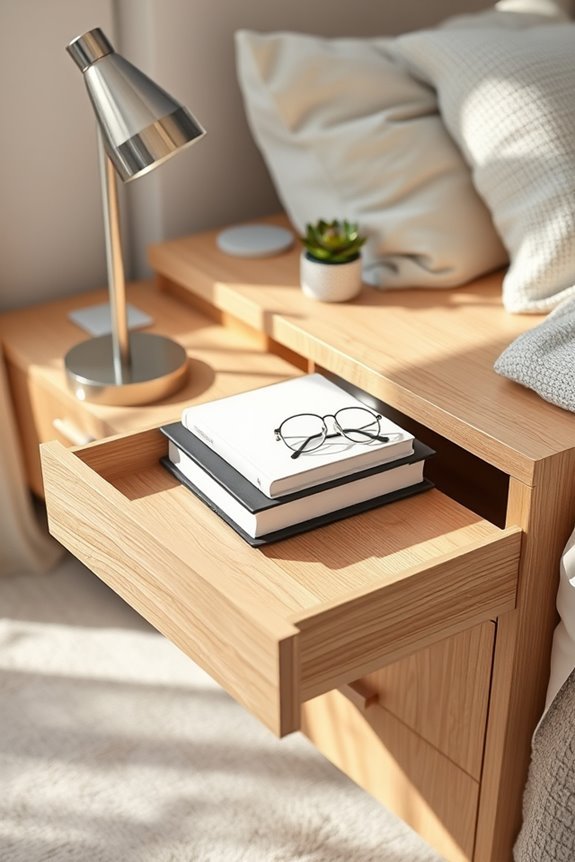 pull out shelf nightstand convenience