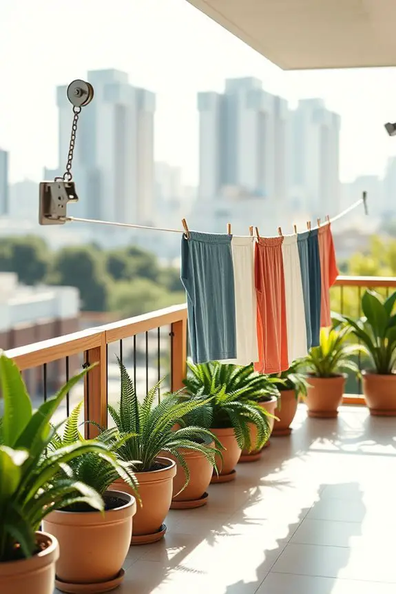pulley clothesline balcony setup