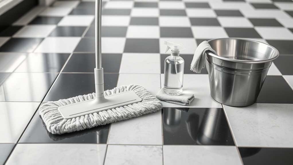 quick black and white tile cleaning