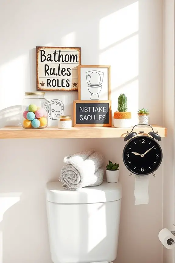 quirky bathroom personality signs