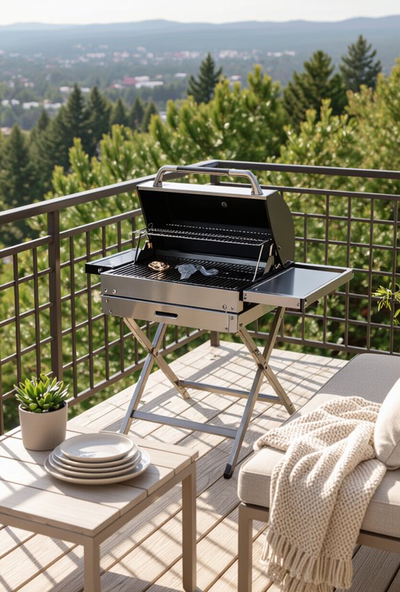rail mounted foldable grill