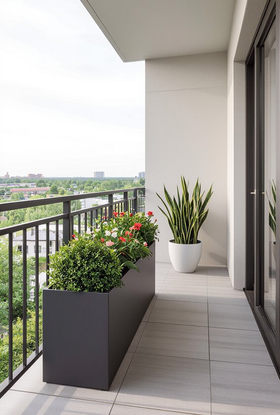 rail mounted planter box gardening