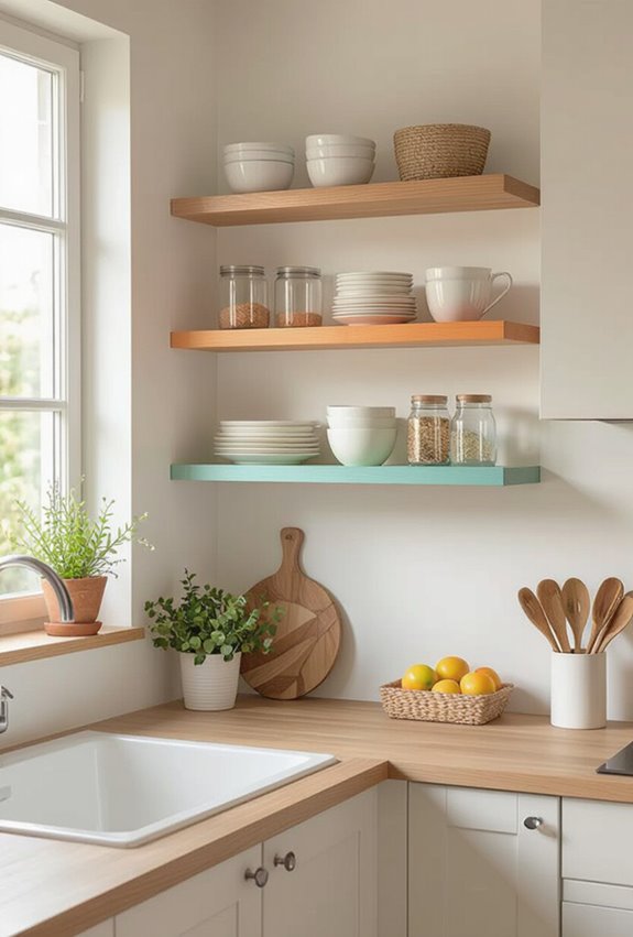 rainbow gradient shelf display