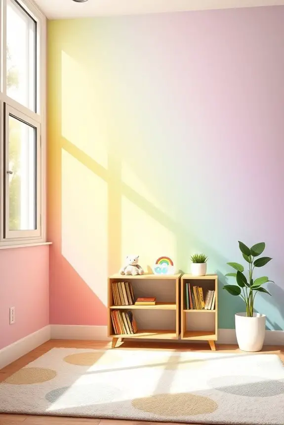 rainbow ombre wall design