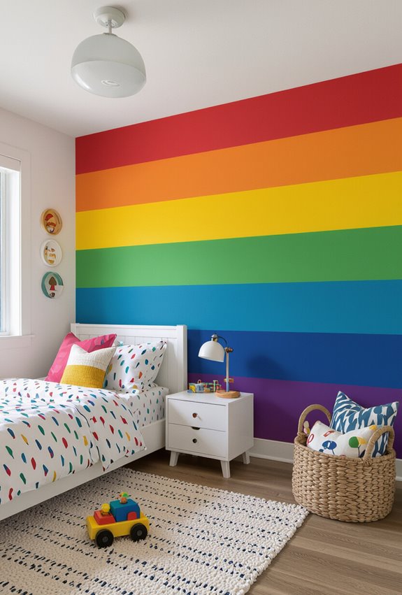 rainbow wall energizes decor