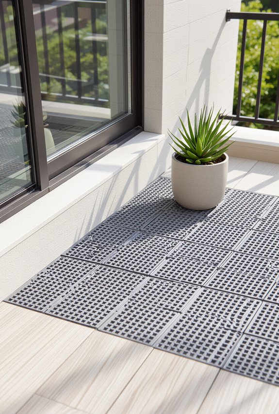 raised grid drainage tiles