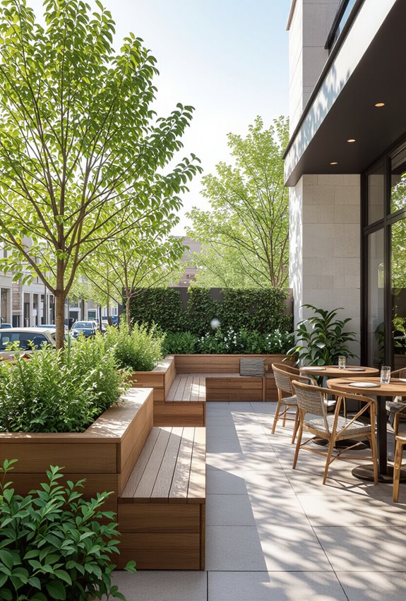 raised planter bench seating