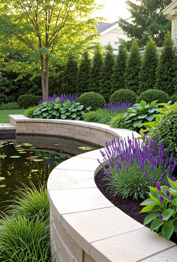 raised pond edge garden installation