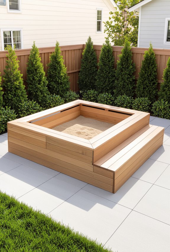 raised sandbox with seats