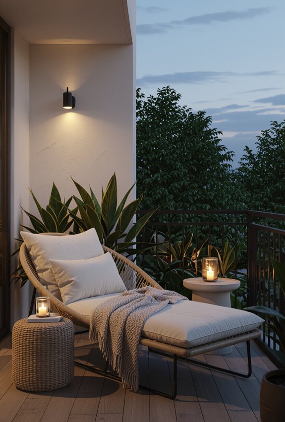 rattan palms lantern lit nook