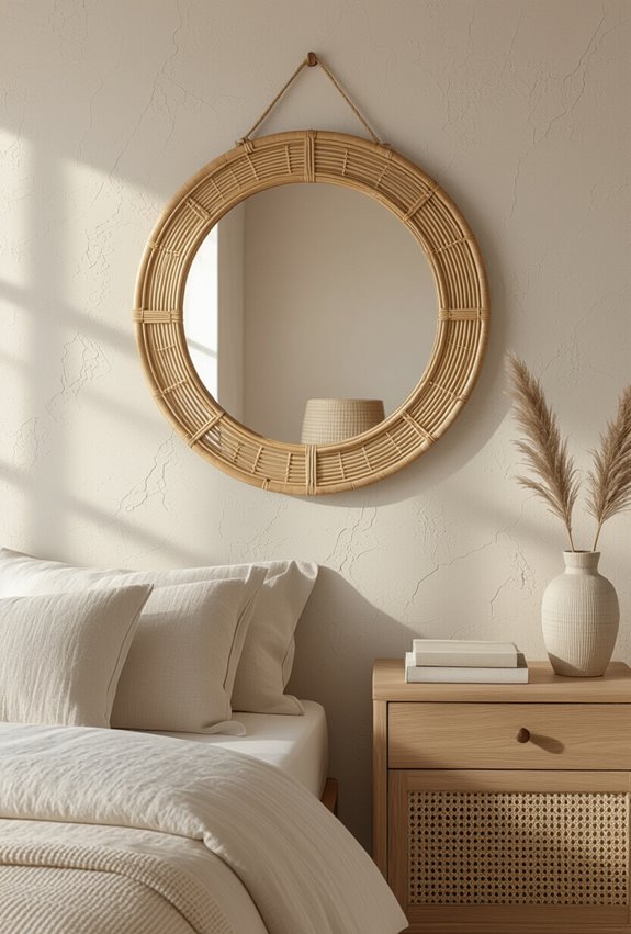 rattan sunburst mirror nook