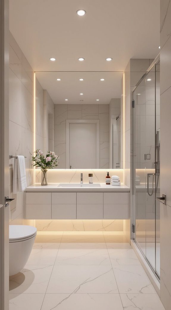 recessed lighting enhances bathrooms