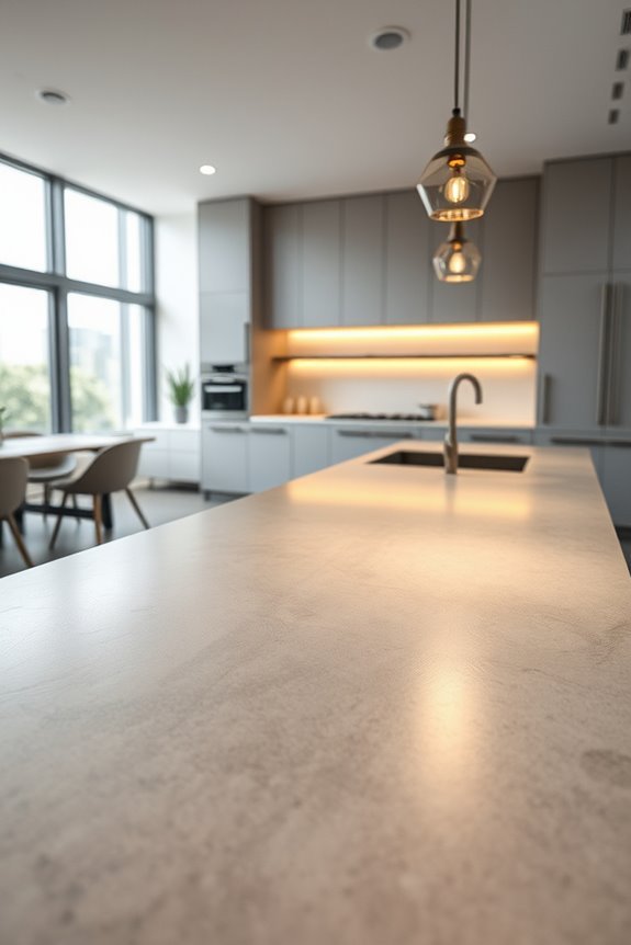 recessed lighting enhances concrete