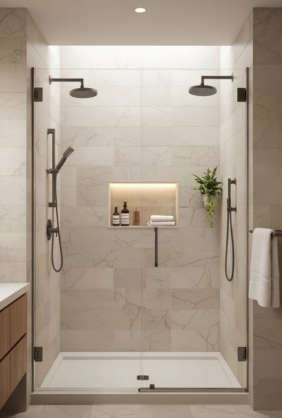 recessed marble lit shower niches