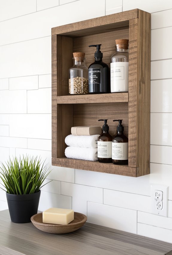 recessed rustic toiletries display