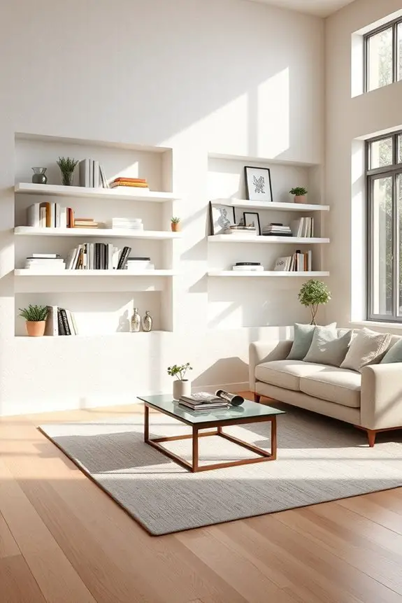recessed shelves enhance living spaces
