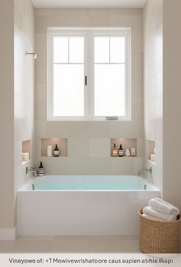 recessed spa style tub storage