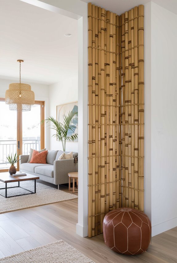 reclaimed bamboo pole wall