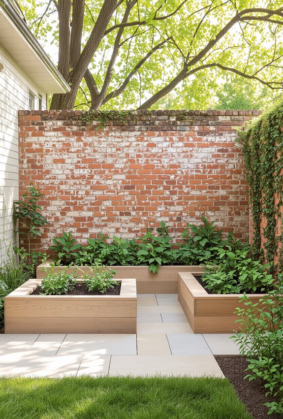 reclaimed brick garden beds