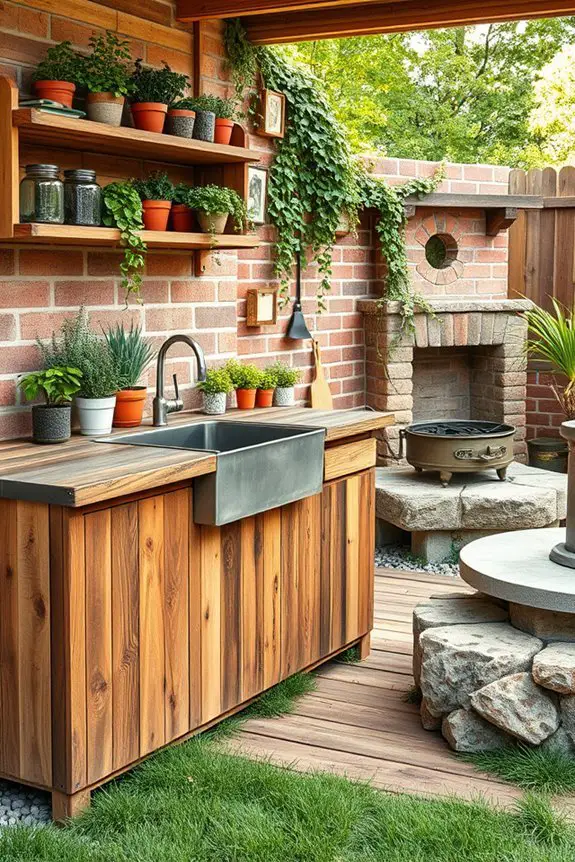 reclaimed materials unique garden kitchen