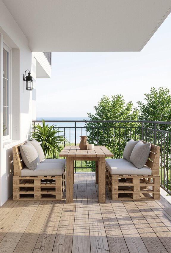 reclaimed pallet rustic balcony furniture