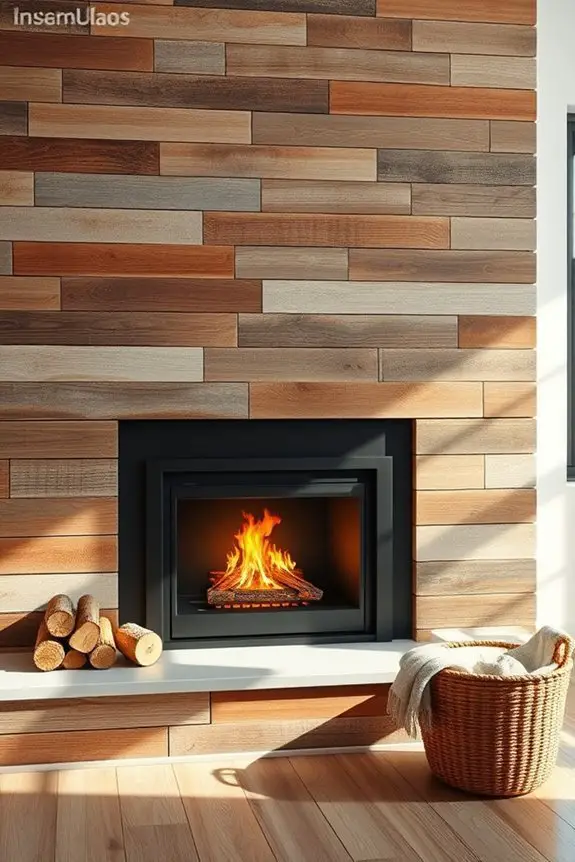 reclaimed wood fireplace surround