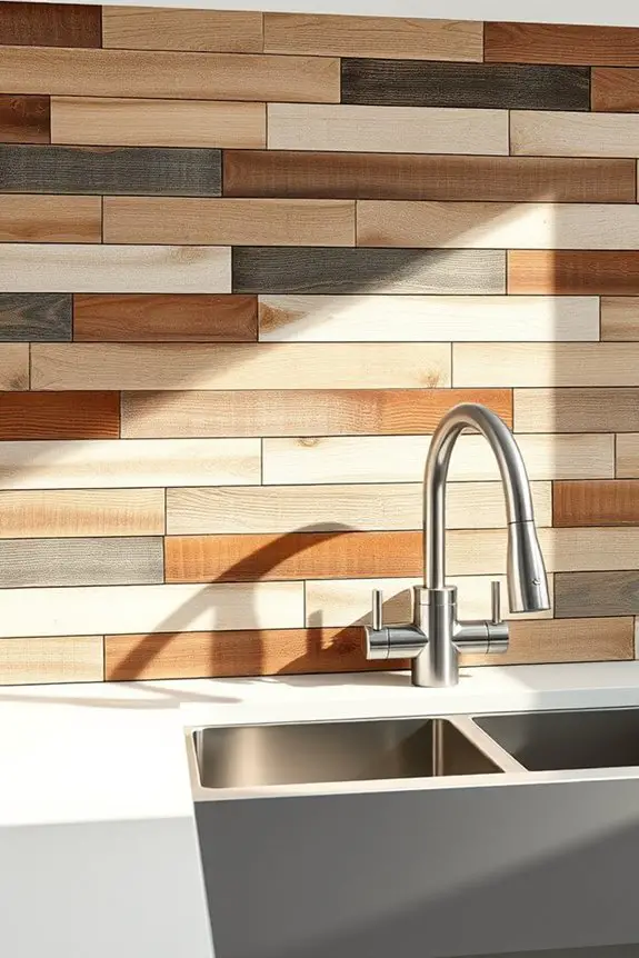 reclaimed wood kitchen backsplash