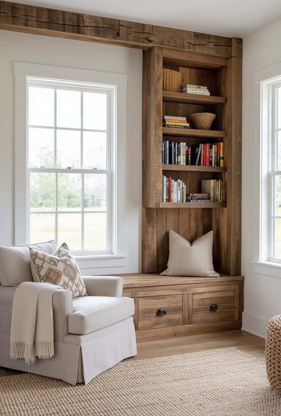 reclaimed wood rustic library
