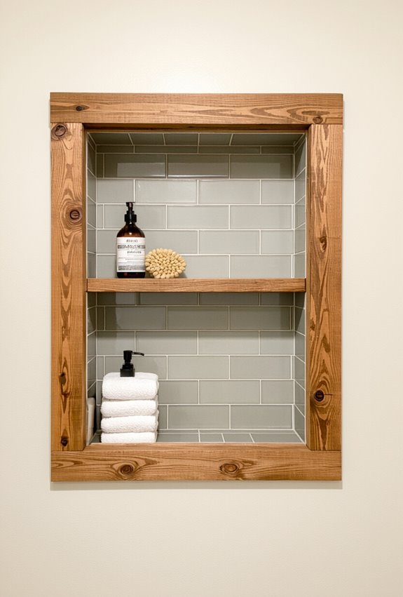 reclaimed wood shower niches