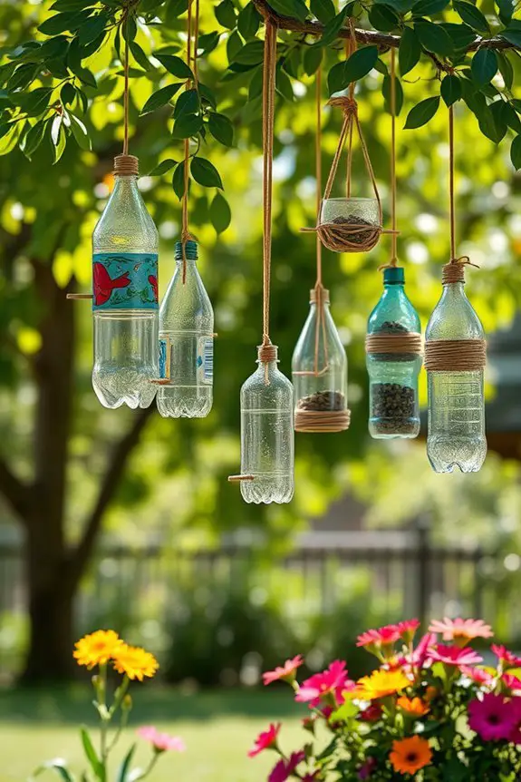 recycled bottle bird feeders