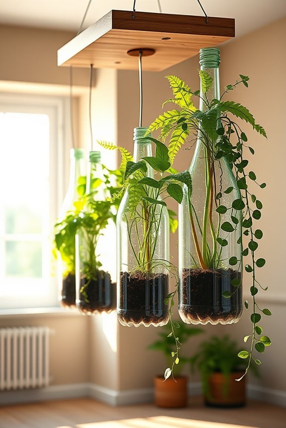 recycled bottle garden display