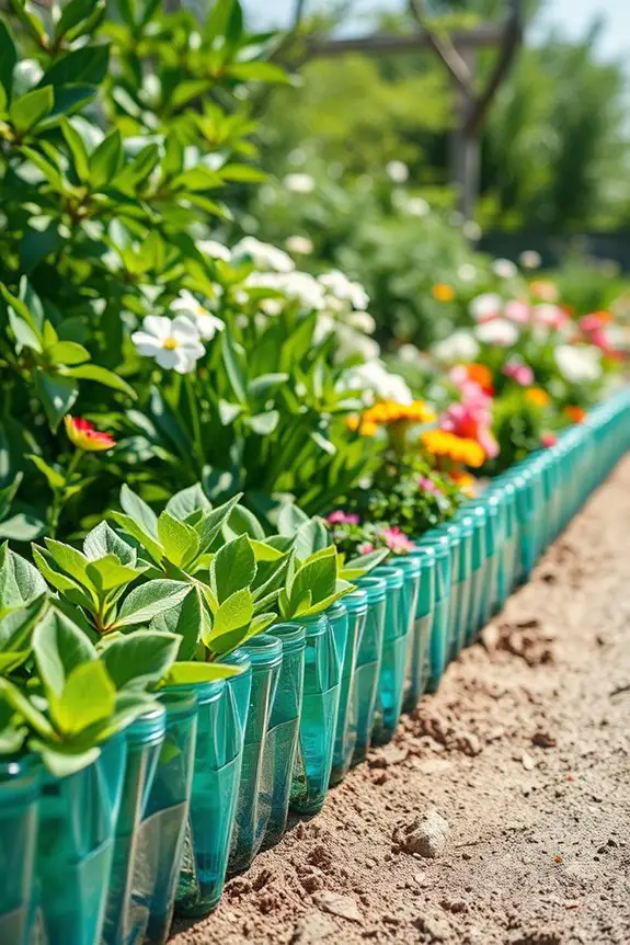 recycled bottle garden edging
