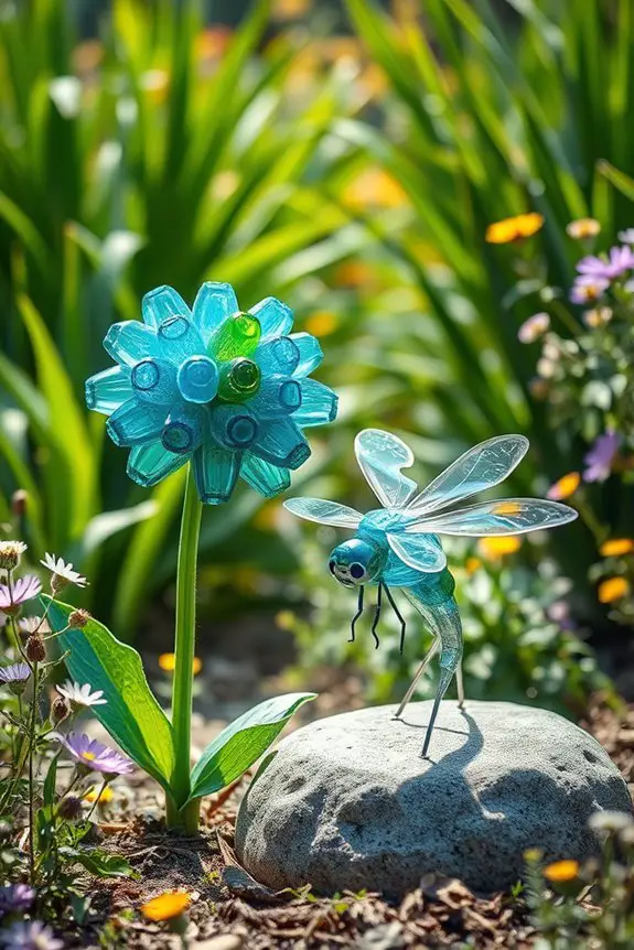 recycled bottle garden sculptures