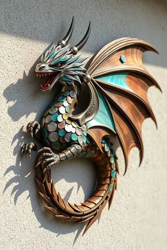recycled dragon sculpture art