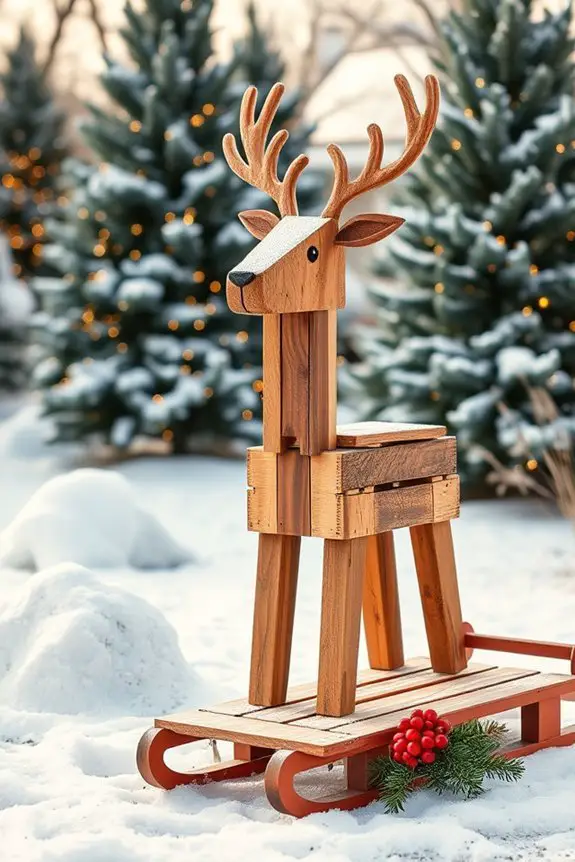 recycled pallet holiday reindeer