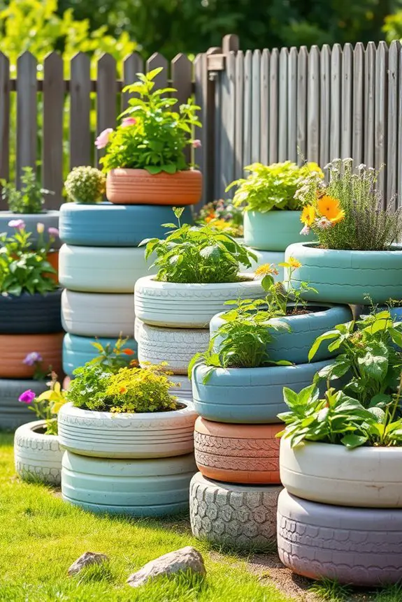 recycled tire garden planters