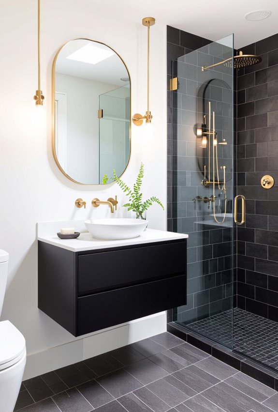 refined reflective compact blackwashroom