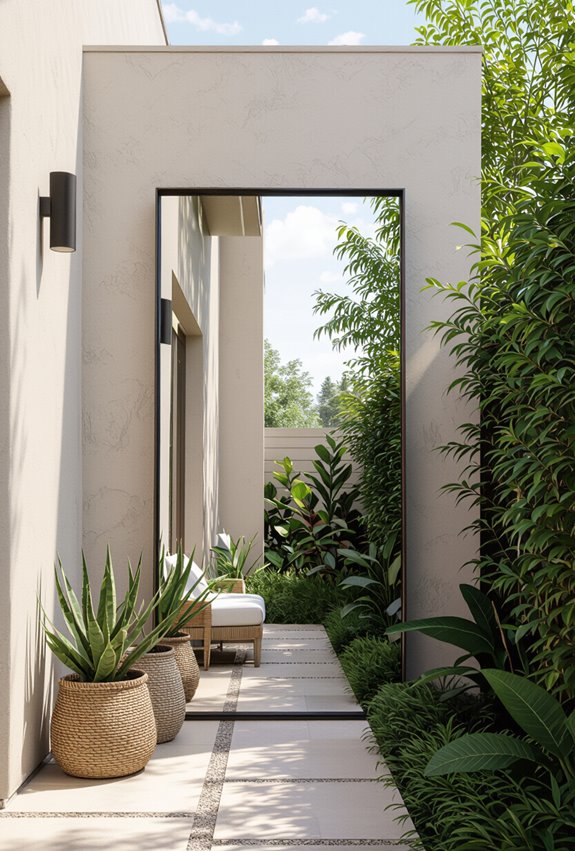 reflective elements enlarge outdoor space