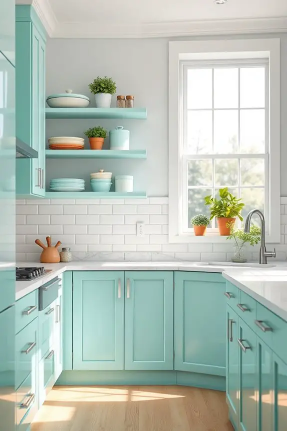 refreshing seafoam kitchen cabinets