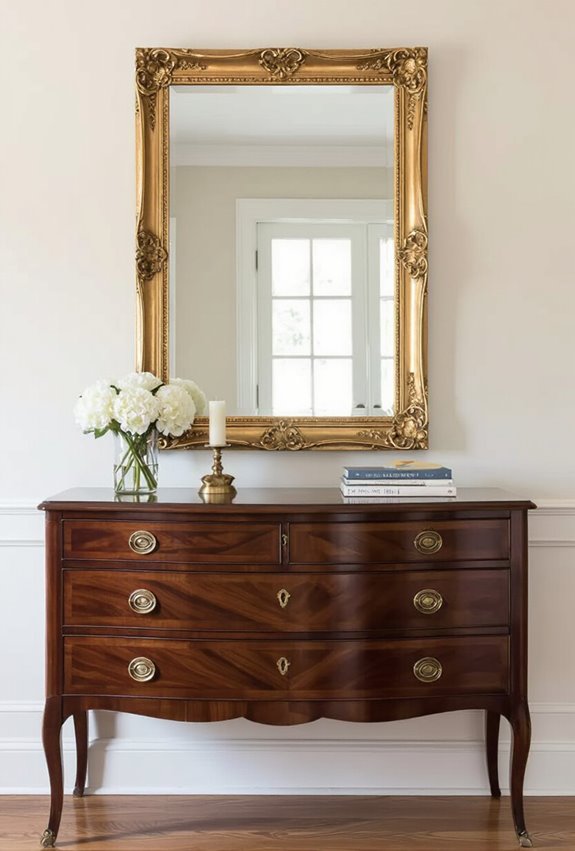 regency console with mirror