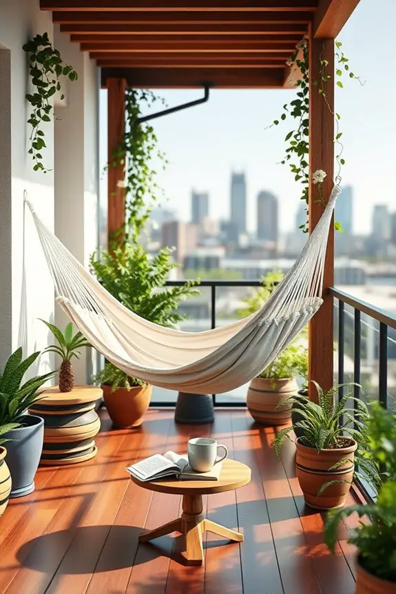 relaxing hammock balcony oasis