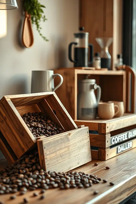 repurposed crates for coffee