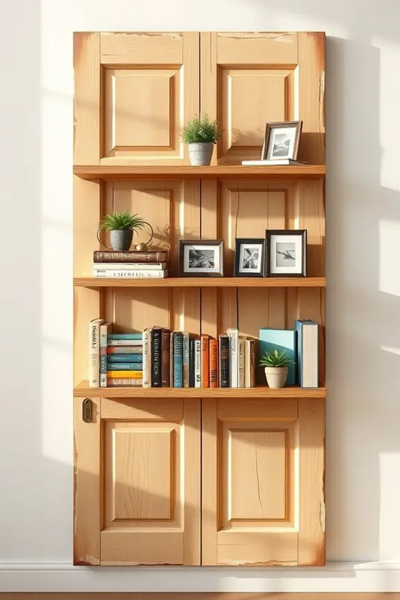 repurposed door bookshelf project