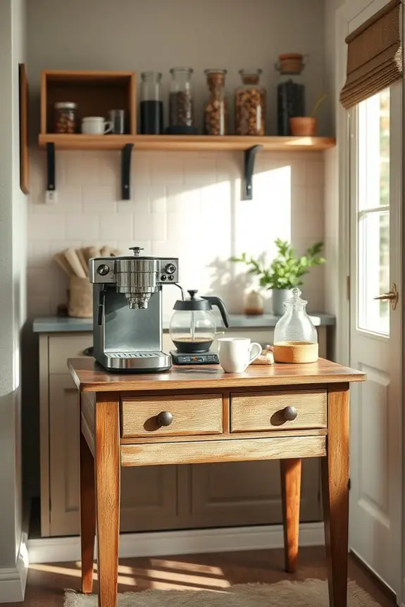 repurposed furniture coffee bar