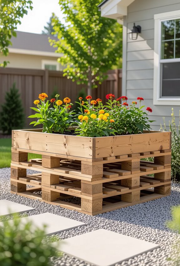 repurposed pallet raised planters