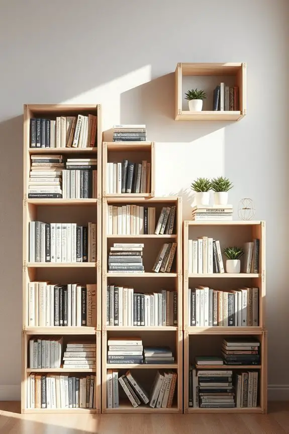 repurposed rustic crate bookshelf