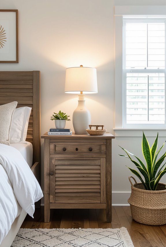 repurposed shutter bedside table